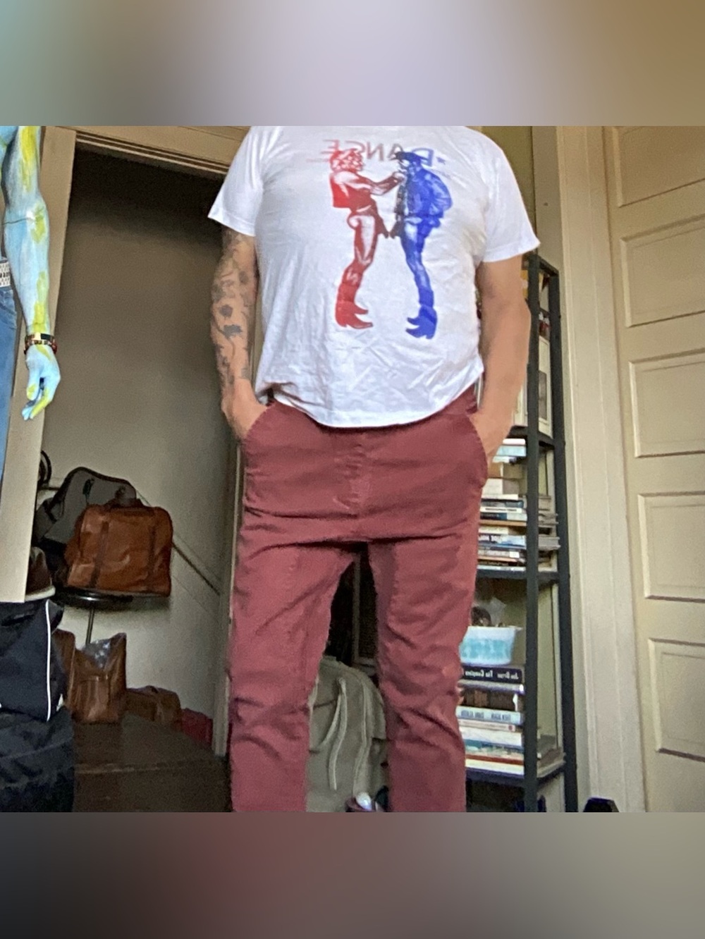 Cuffed Chino dark coral casual pants